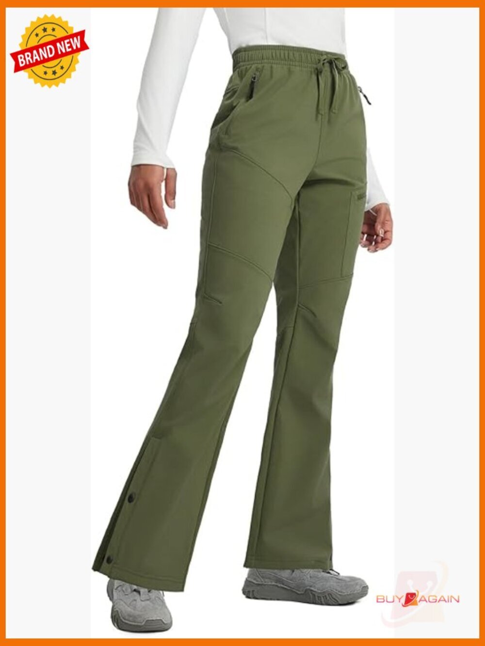 Women's Waterproof Fleece Lined Hiking Pants Softshell Snow Ski with Pockets